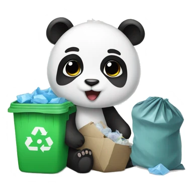 Baby panda with garbage sticker