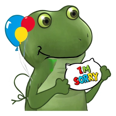 Dog with “I’m sorry”balloons sticker