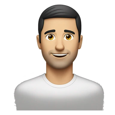 A 30 year old, caucasian man, with short black hair,   wearing a tshirt. sticker