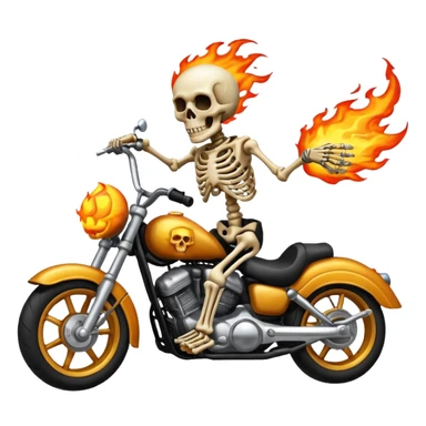 Give me a gost ride everything should be fire bike his bidy headr riding in a bike his eyes should be fire too skull too emoji sticker