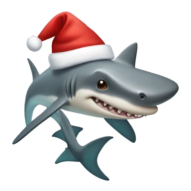 Cute hammerhead shark wearing a Santa hat sticker