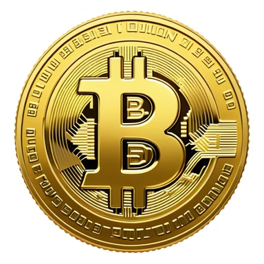 Bitcoin cryptocurrency gold coin with the B symbol sticker