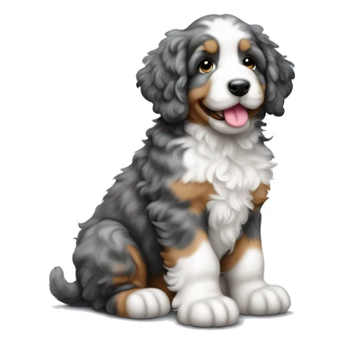 sitting merle colored bernedoodle puppy  sticker