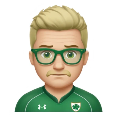 irish rugby player with skin head hair and green glasses sticker