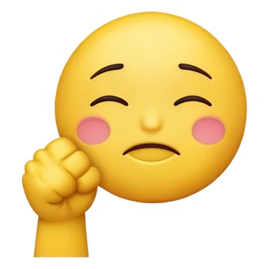 Crying yellow emoji eyes closed and fist up to mouth  sticker