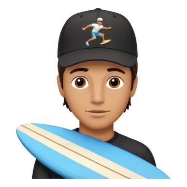 Male brunette movie producer black baseball hat with surfing cowboys written on hat  sticker