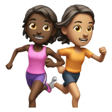 3d running girl and boy sticker
