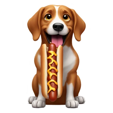 dog eating hotdogs  sticker