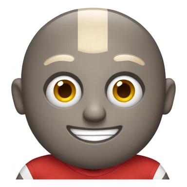 Mascot with a vertically stripped grey and red shirt. He has a head that is a massive buckeye nut no hair sticker