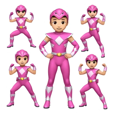 A cute Pink power ranger in different cute poses sticker