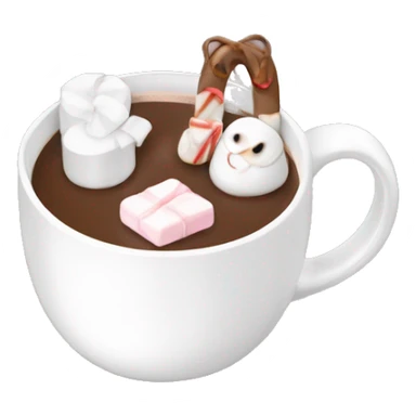 White mug with bows on it with hot chocolate and marshmallows inside sticker