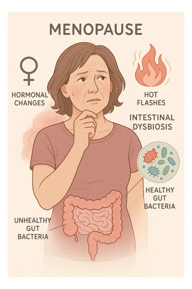 donna in menopausa con la disbiosi intestinale sticker