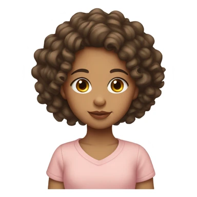 Lightskin girl with mid long curly hair and a baby pick shirt sticker
