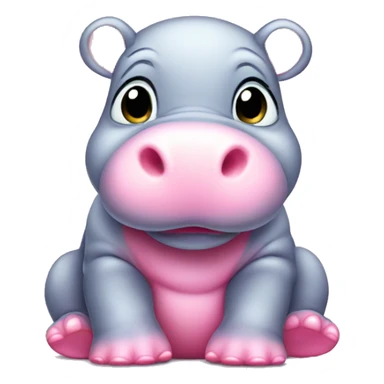 baby hippo with pink hai sticker