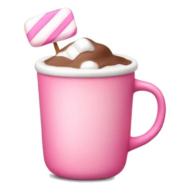 Cup of hot chocolate with marshmallows and pink colors sticker