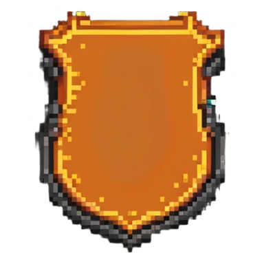 HTML5 shield logo with 8-bit style pixel aesthetic and bright orange color sticker