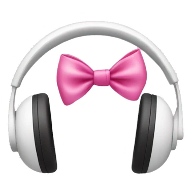 White headphones with a pink bow on the side sticker
