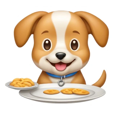 create an emoji with a dog that holds a plate on which it is written "100 friends" sticker