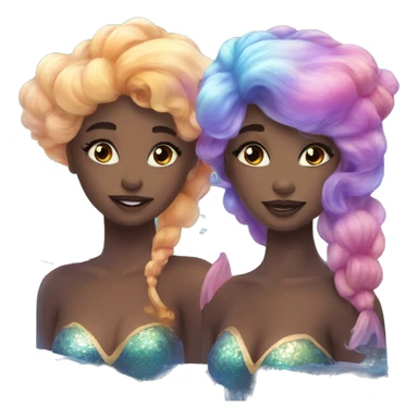 two mermaids, colorful, shimmer, beautiful, aesthetic sticker