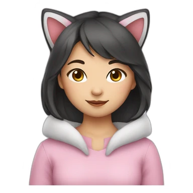 Cute Asian girl wearing cat costume sticker