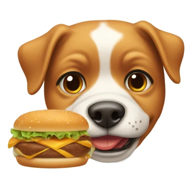 dog eating a burger sticker
