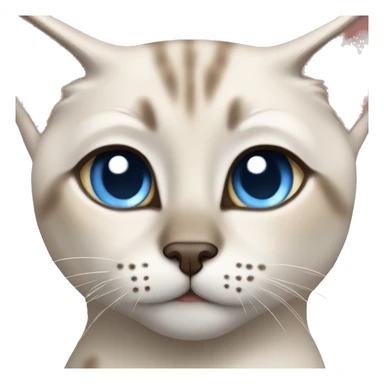 Lynx Point Siamese Cat with light blue eyes and hearts sticker