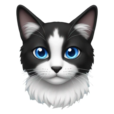 cat blue eyes black and white fur  sticker