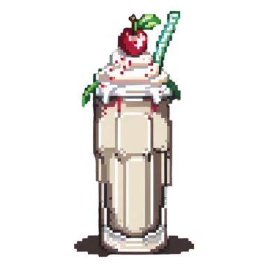 milkshake with whipped cream and cherry sticker