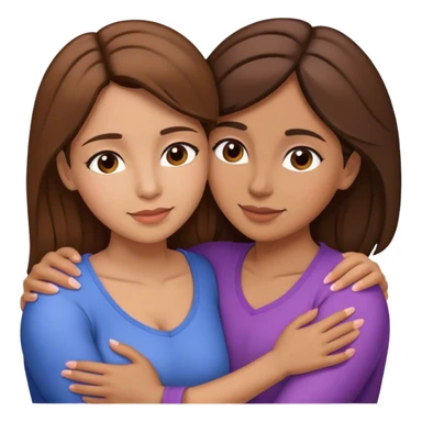 Hispanic mother and daughter brown hair hugging sticker