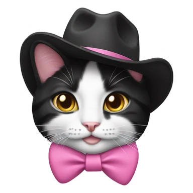 tuxedo cat wearing a pink cowboy hat sticker