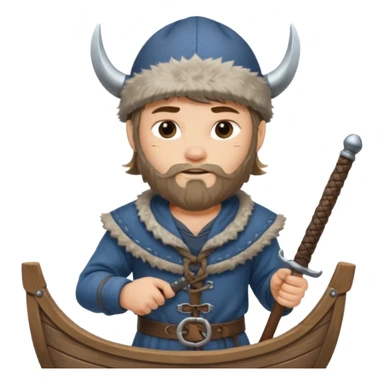 Young viking sailor on ship deck sticker