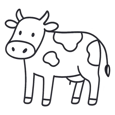 cow, hand-drawn outlined icon style, sketchy lines, no fill, minimal details sticker