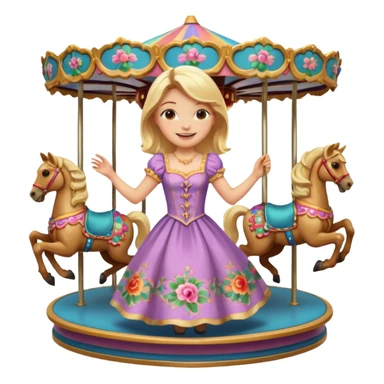 girl spinning inside of a carousel sticker