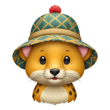 animal wearing patterned hat  sticker
