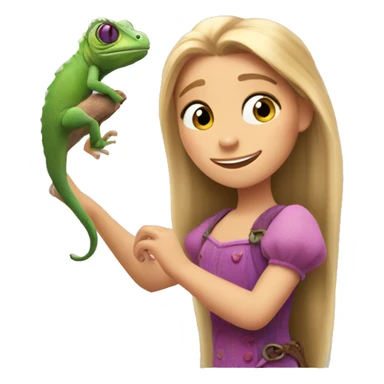 Rapunzel and her cute pet chameleon  sticker