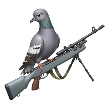 A pigeon with a sniper rifle sticker