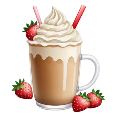 Ice latte with frosting in top and little strawberys sticker