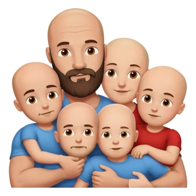 Muscular Bald man with a beard in love with his hot brunette wife and 3 sons sticker