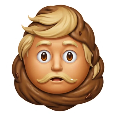 the poop emogi, a pile of poop in trumps image   none of those are what i want  i want the poop emogi with trumps face renbdered in poop, with an orange cast, and his wig on top nope sticker