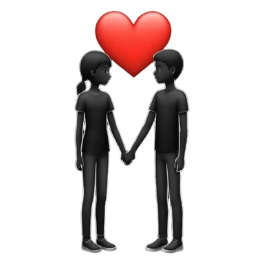 silhouette of two people, one taller, one smaller, with a heart between them sticker