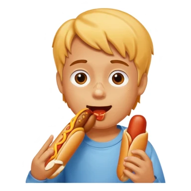 hotdog eating kid sticker