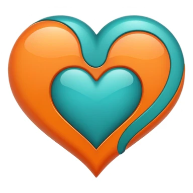 heart that is half teal and half orange sticker