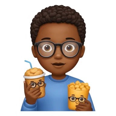 snack holding black kid with glasses on eyes sticker