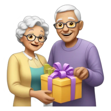 Granny with grandfather gate gifts  sticker