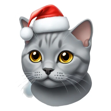 cat grey british shorthair with christmas hat sticker