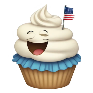 Happy cupcake with an American flag sticker