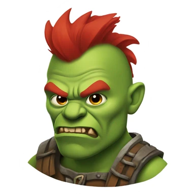 green orc with red beard and red mohican sticker
