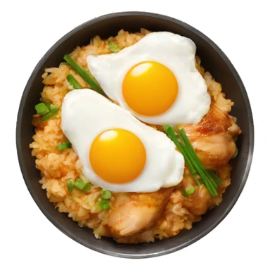 chicken thigh rice bowl with two eggs sticker