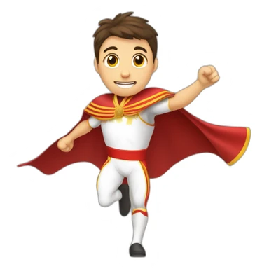 a runner athlete. with the posture of open arms greeting the public. in one arm he carries a bullfighter's cape sticker