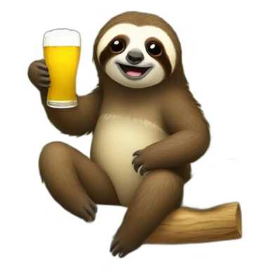 sloth drinking beer and riding caterpillar sticker